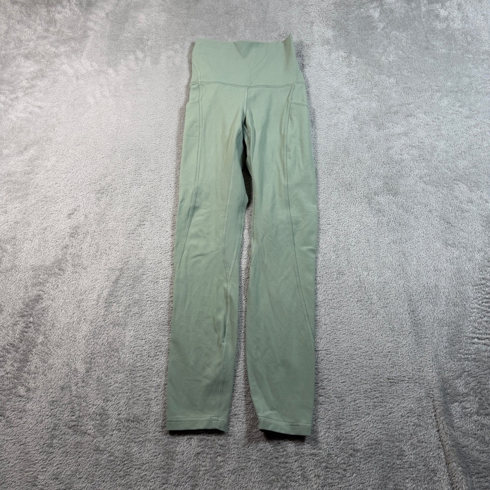 Lululemon Align High-Rise‎ Pant 25" Womens Size 0 Green Pockets Yoga Gym LW5DSHS